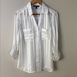 Relativity White Striped Blouse